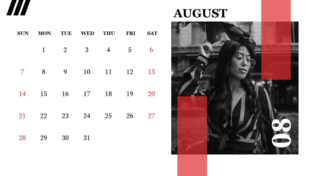PowerPoint Calendar August 2022